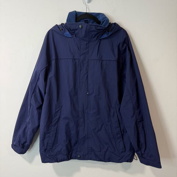L.L.Bean Men's Storm Chaser Shell Jacket Raincoat Navy Blue Medium Hooded - Picture 1 of 6